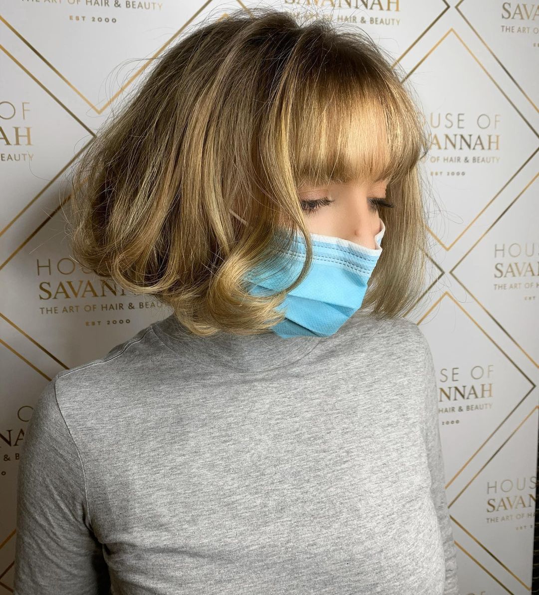 blonde bob hair cuts at top hair salon in Newcastle, Savannah Salon